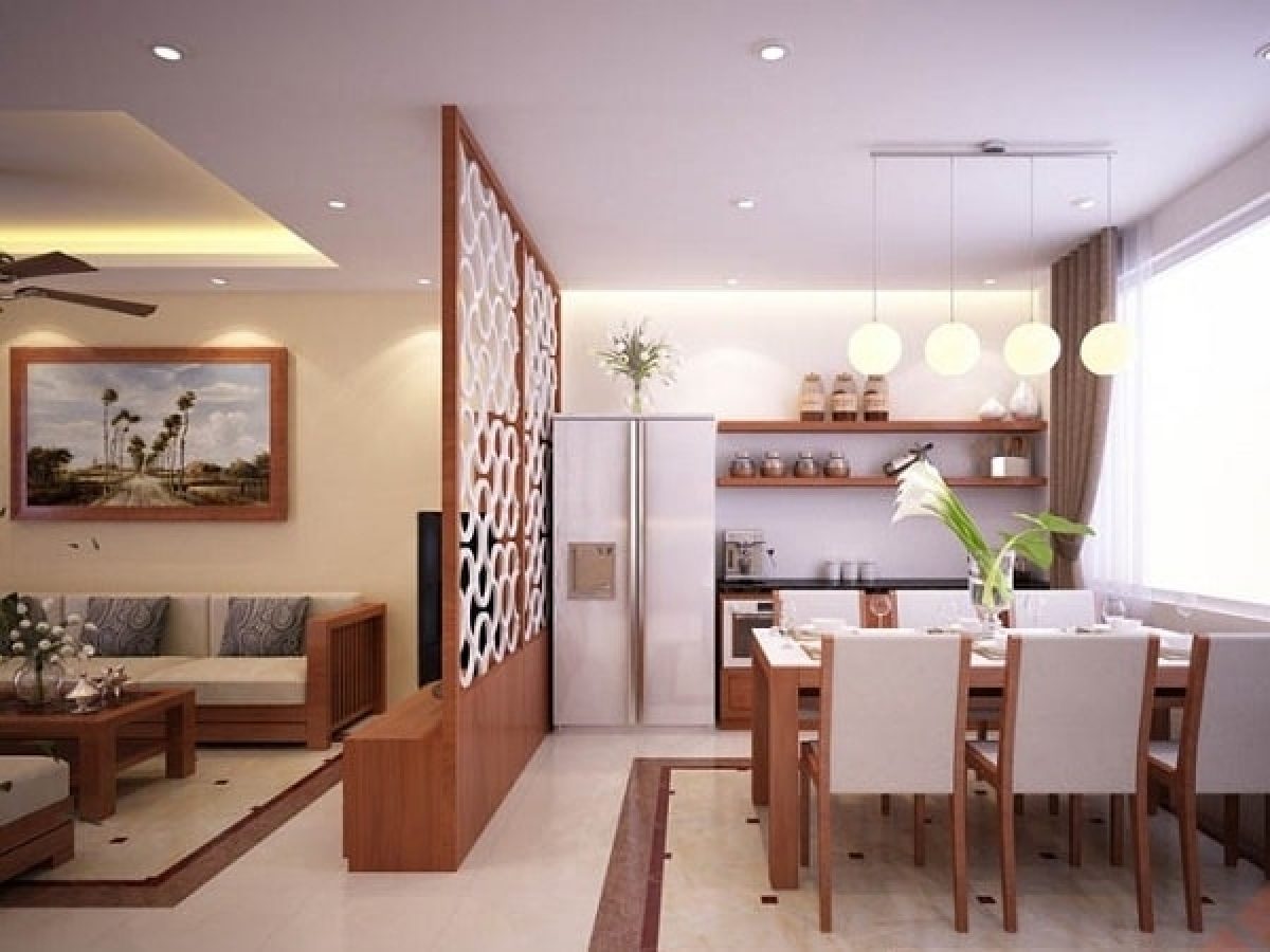 Vách ngăn phòng khách đẹp hiện đại