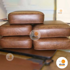 Nệm ngồi bệt bọc da màu nâu Caramel - NNBV07